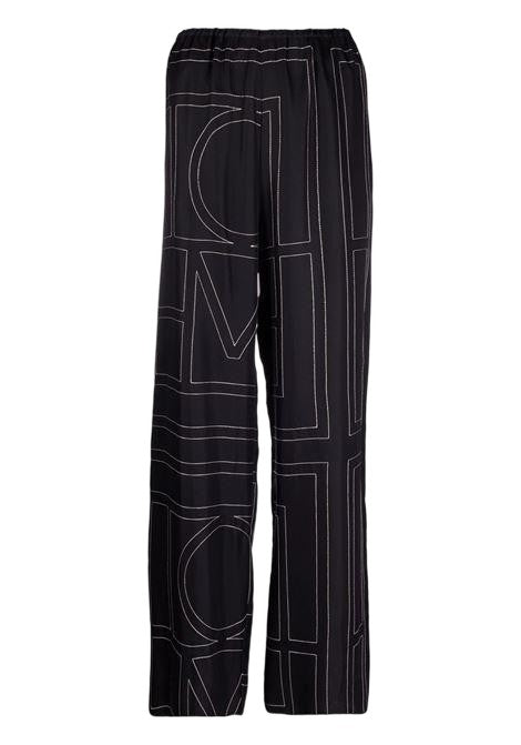 Totême Wide-Leg Pajama Bottoms With Monogram Pattern