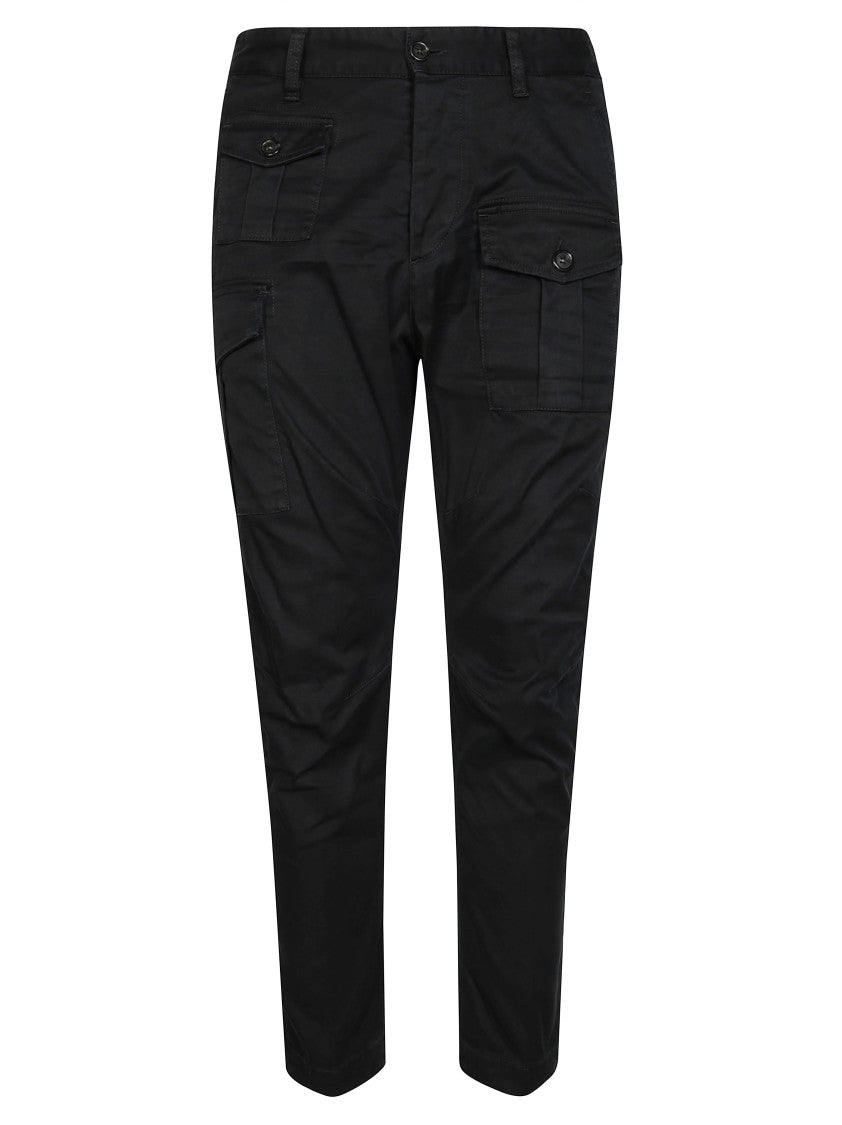 Dsquared2 Tapered Black Pants With Multiple Pockets