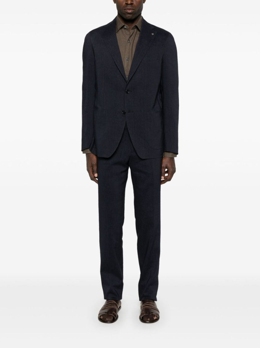 Tagliatore Blue Tailored Suit With Two-Button Closure