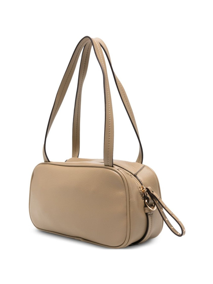 Liu Jo Brown Grained Gold-Tone Handbag