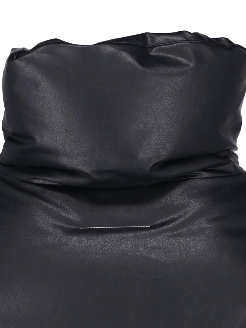 Mm6 By Maison Margiela Black Faux Leather Padded Jacket