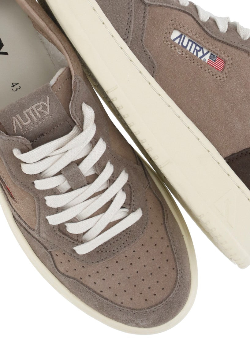 Autry Brown Suede Branded Accents Low-Top Sneakers