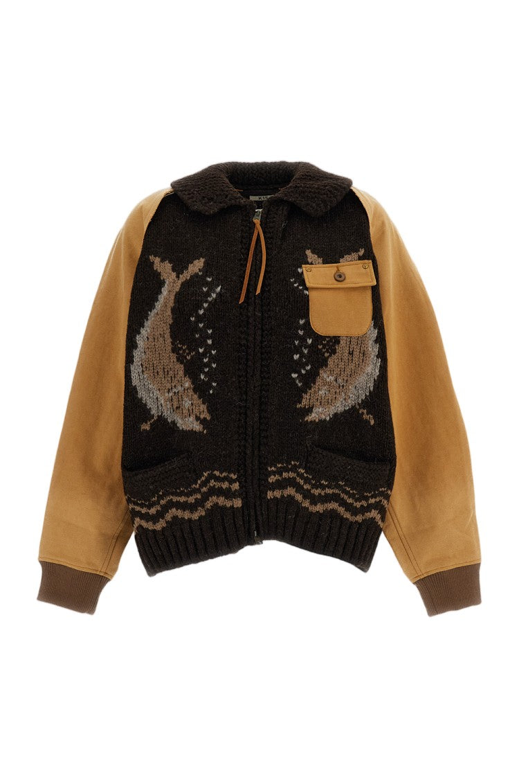 Khoki Patchwork Design Wool And Cotton Jacket