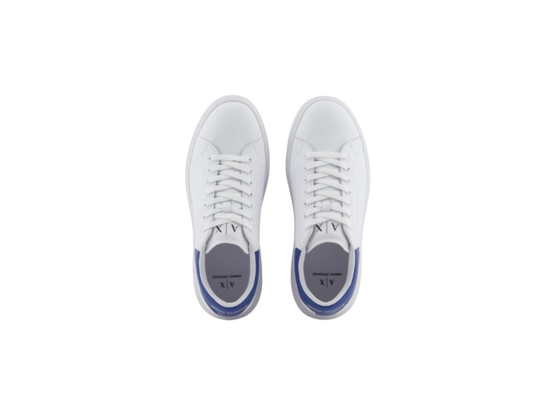 Armani Exchange White Leather Logo Lettering Rubber Sneakers
