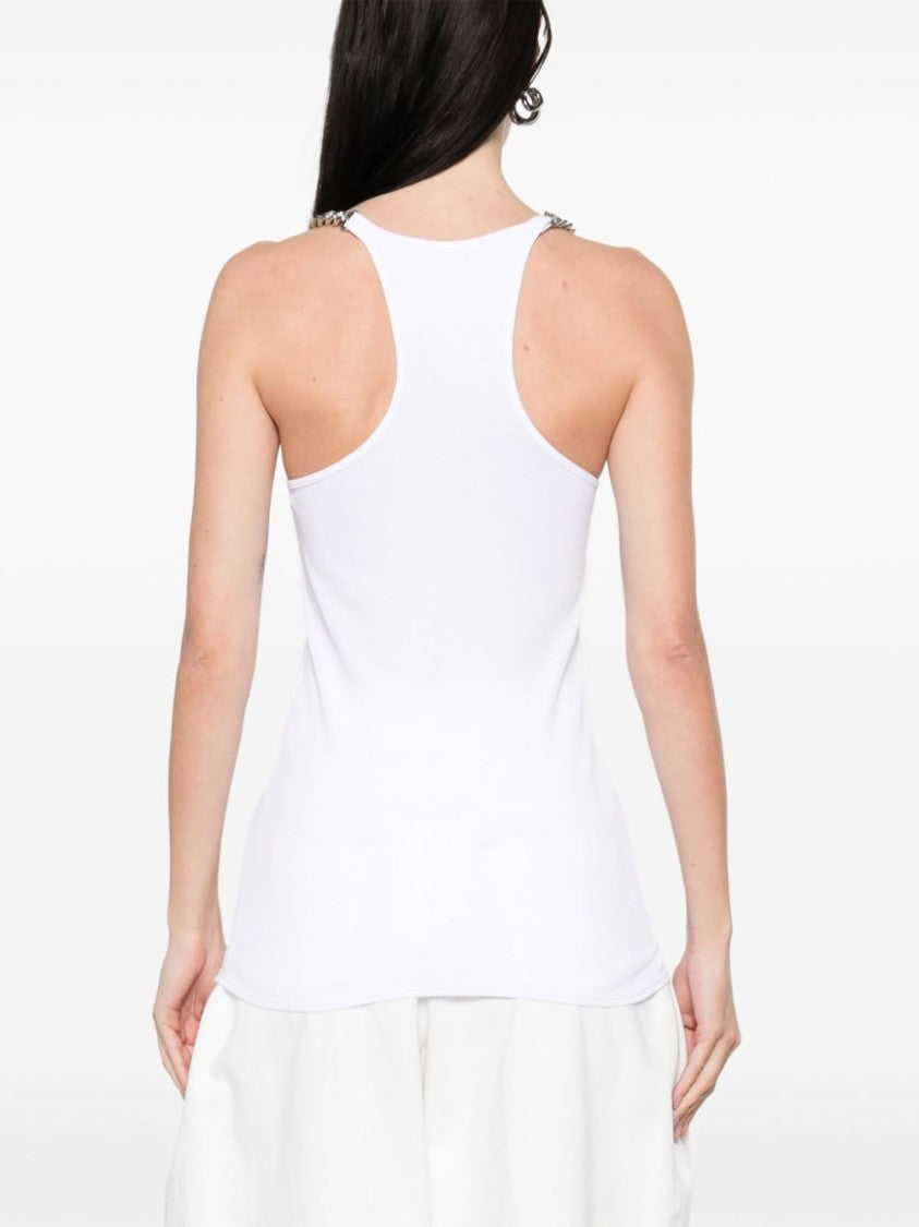 Stella Mccartney Sleeveless White Tank With Chain Detail Straps