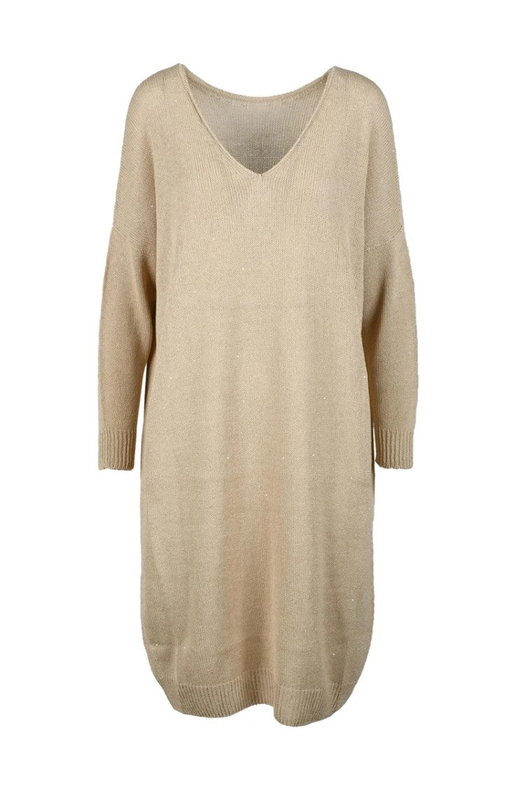 Fabiana Filippi Knit Dress Cotton Linen Polyester - Beige