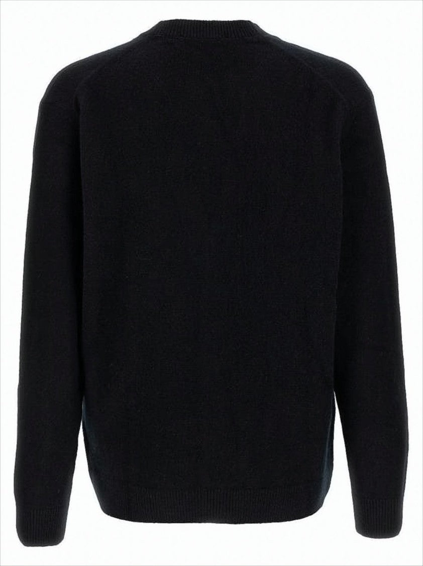 Maison Kitsuné Classic V-Neck Black Cardigan With Embroidered Logo