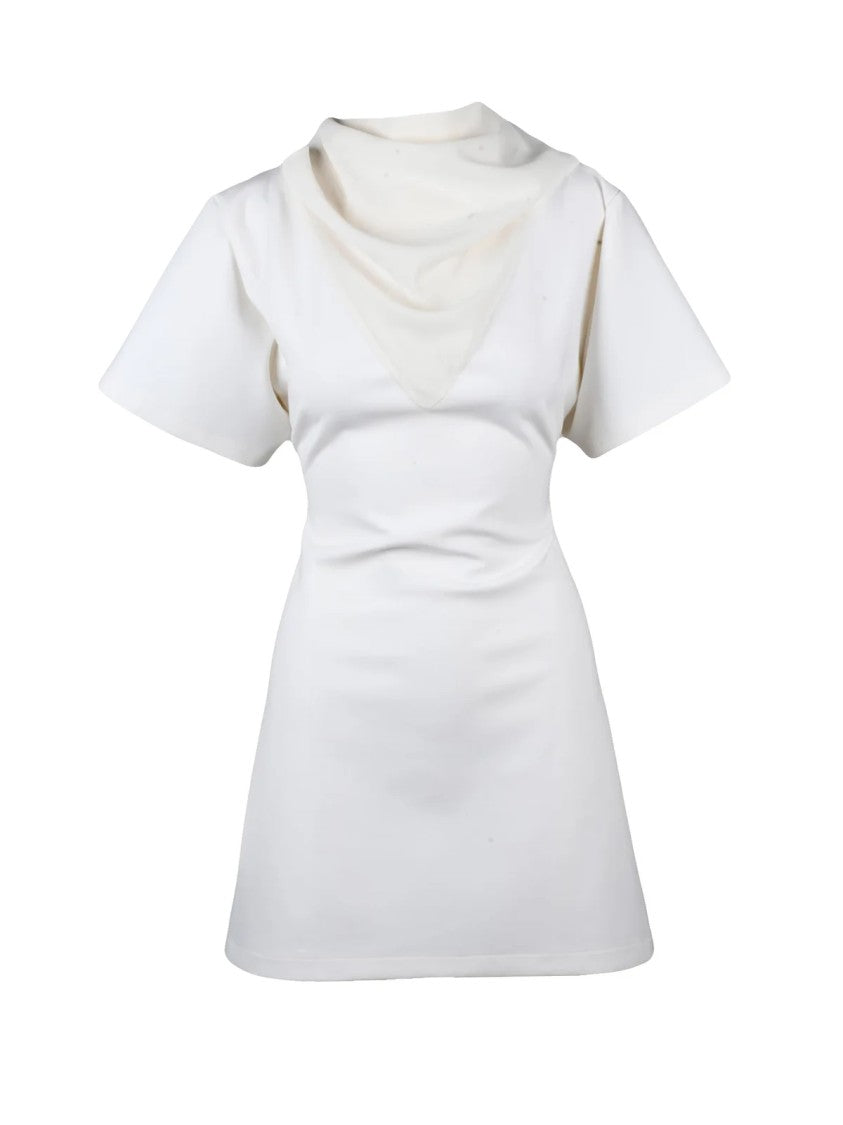 Courrèges White Bandana Neckline Polyester-Blend Mini Dress