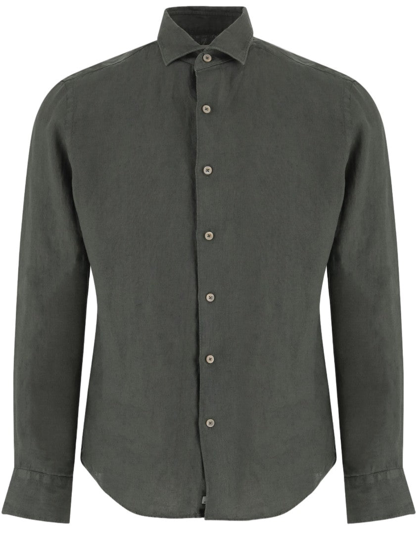 Gherardi Linen Shirt With Classic Collar And Buttoned Cuffs