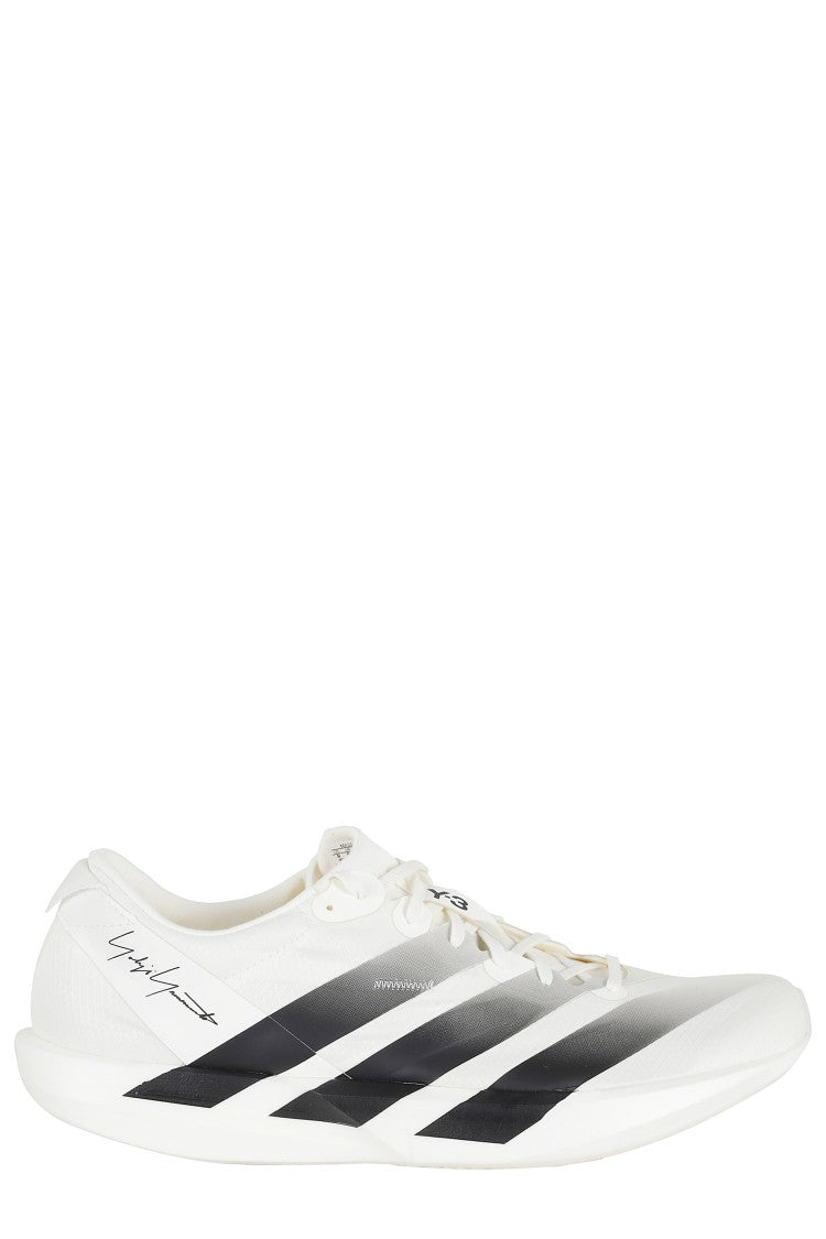 Y-3 White Black Adios 9 Mesh Elasticized Rubber-Sole Sneakers