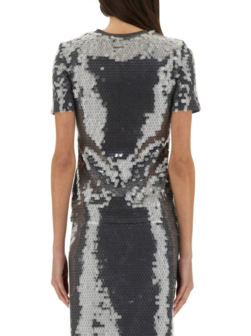 Sportmax Gradient Sequined Fitted Top With Short Sleeves