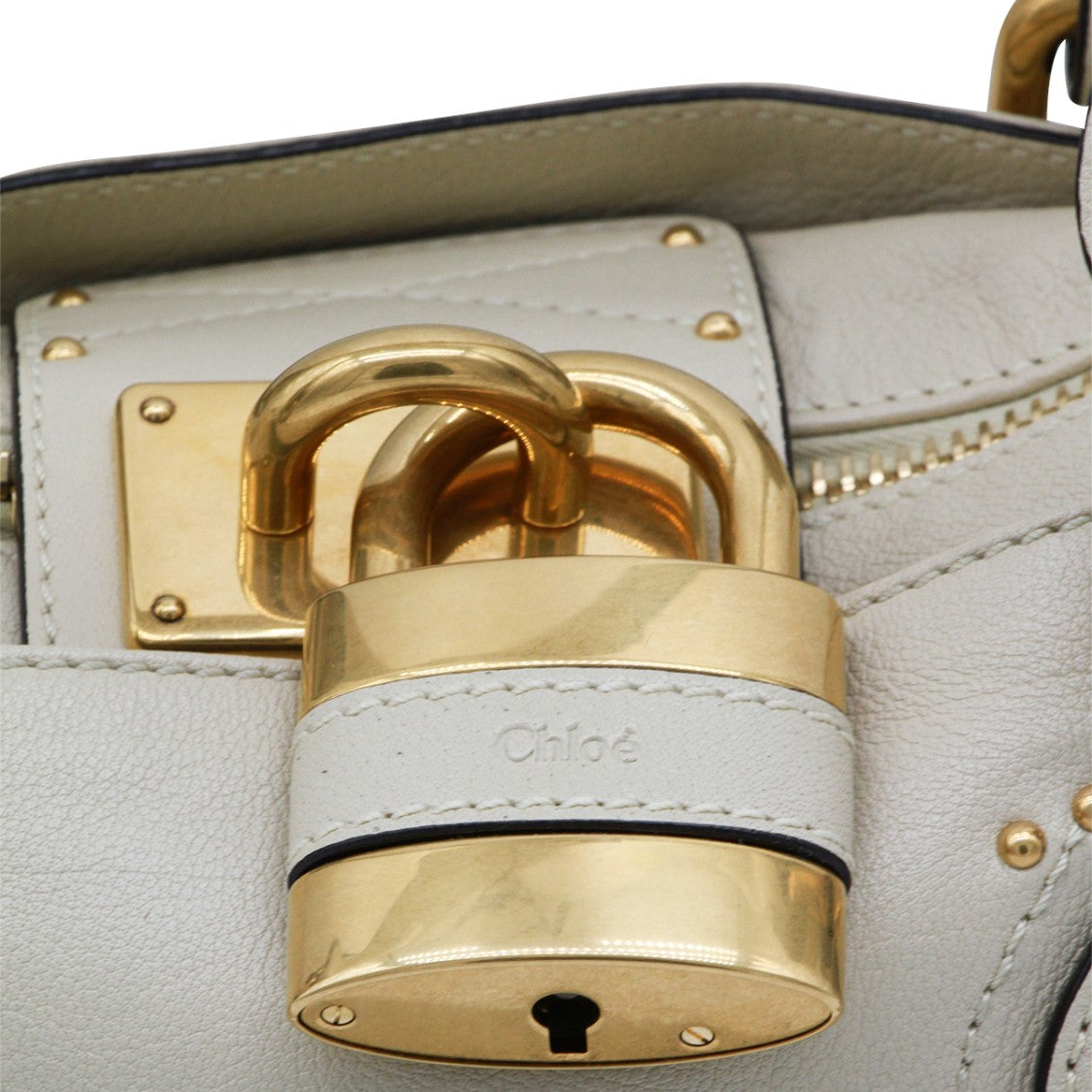 Chloé Light Beige Leather Paddington Top Handle Bag