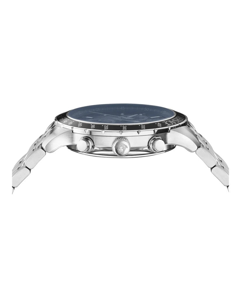 Versace Sport Chronograph In Stainless Steel With Blue Dial