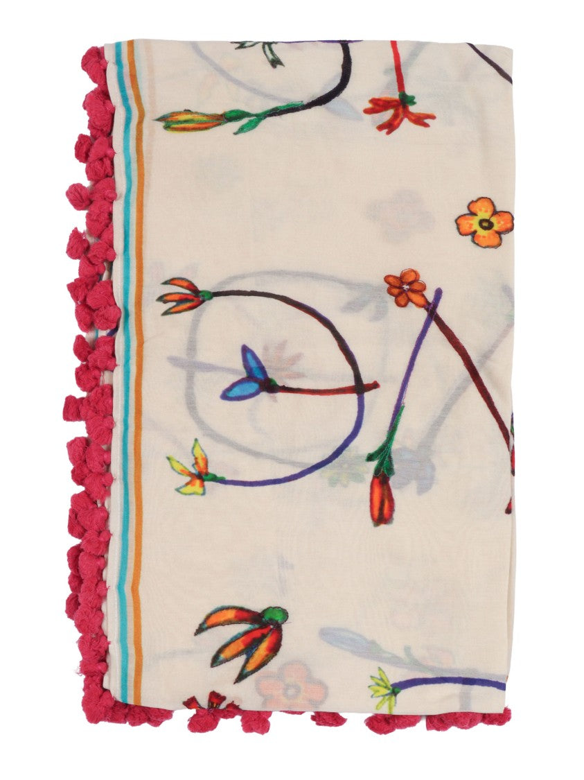 Faliero Sarti Simpaty Floral Pom Pom Scarf