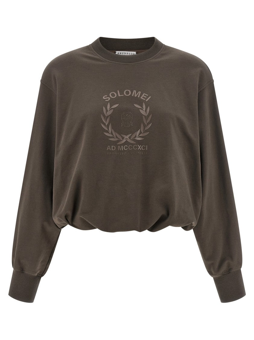 Brunello Cucinelli Tech Cotton Sweatshirt With Subtle Print And Relaxed Fit