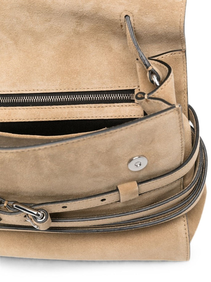 Moschino Structured Suede Handbag With Detachable Shoulder Strap