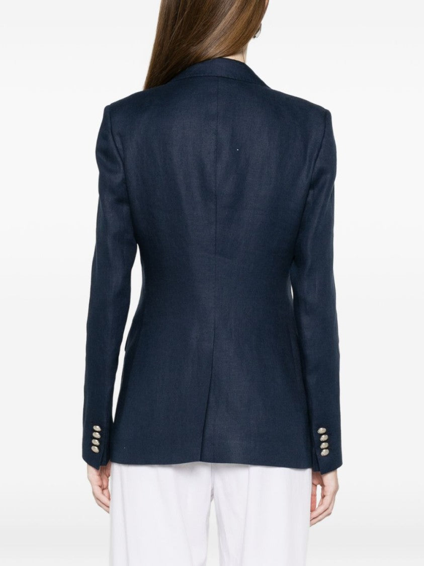 Tagliatore Blue Classic Lapels Linen Blazer