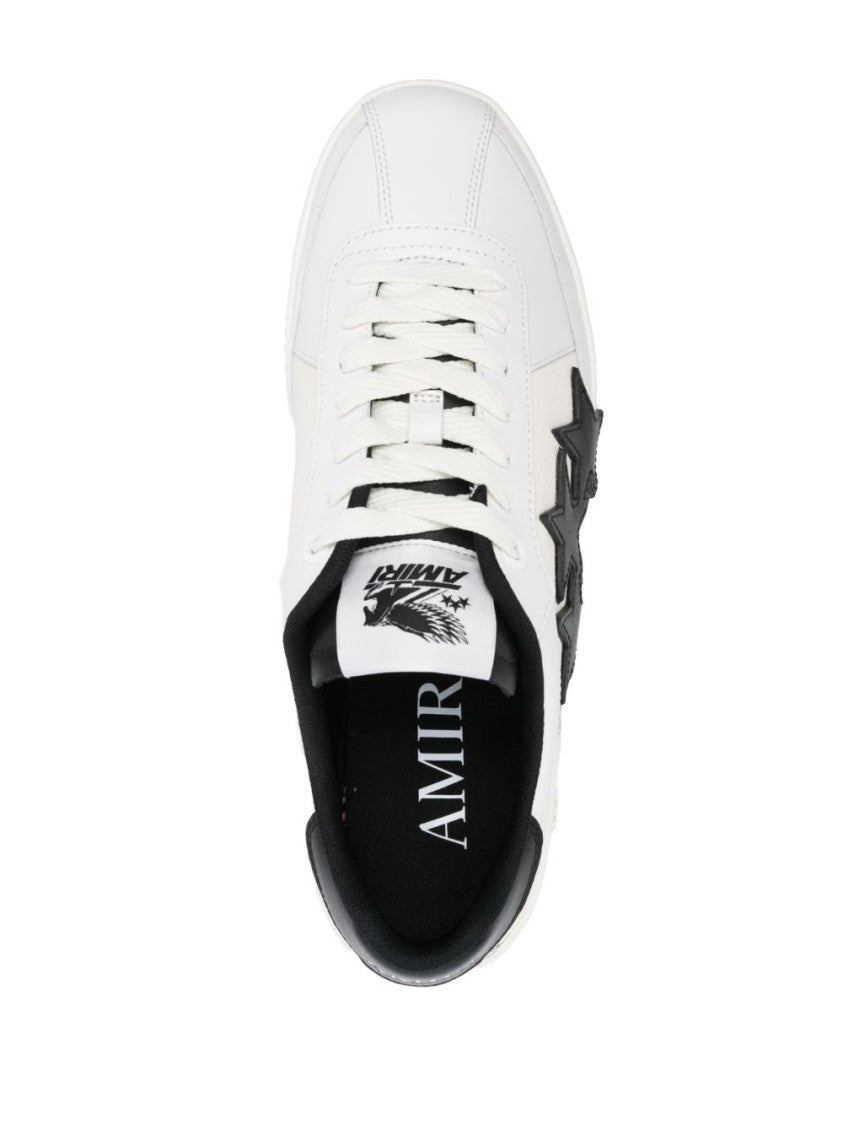 Amiri White Leather Sneakers With Black Star Accents