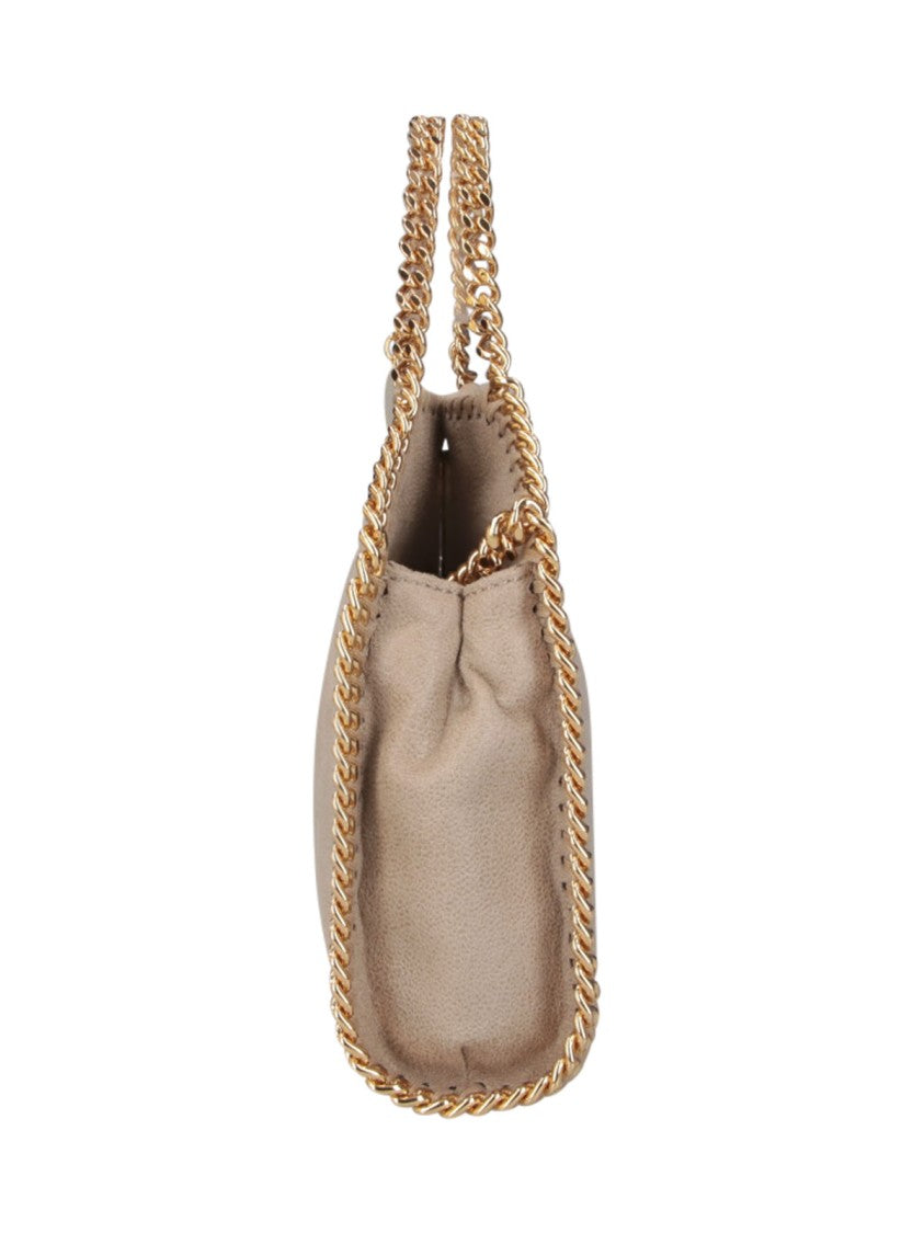 Stella Mccartney Beige Structured Gold-Tone Chain Trim Handbag