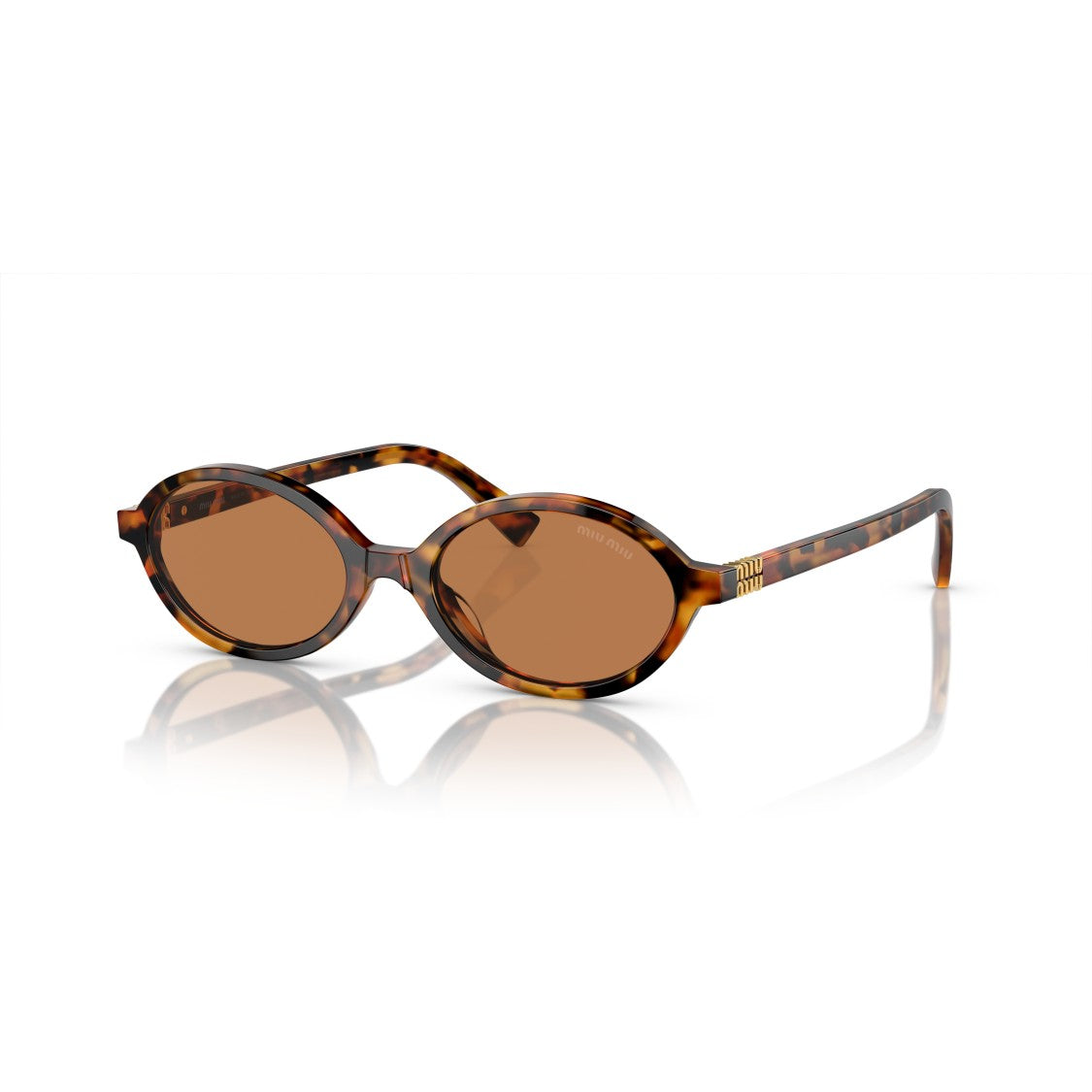 Miu Miu Tortoiseshell Acetate Oval Sunglasses With Gold Accents