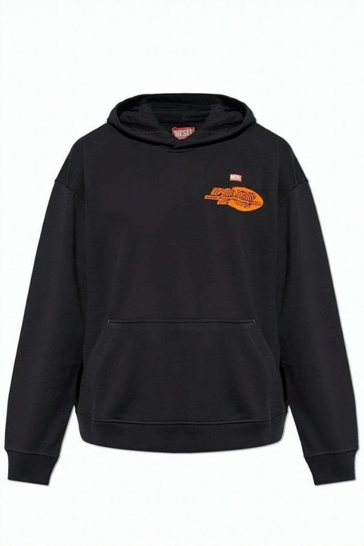 Diesel Relaxed Fit Black Hooded Sweatshirt