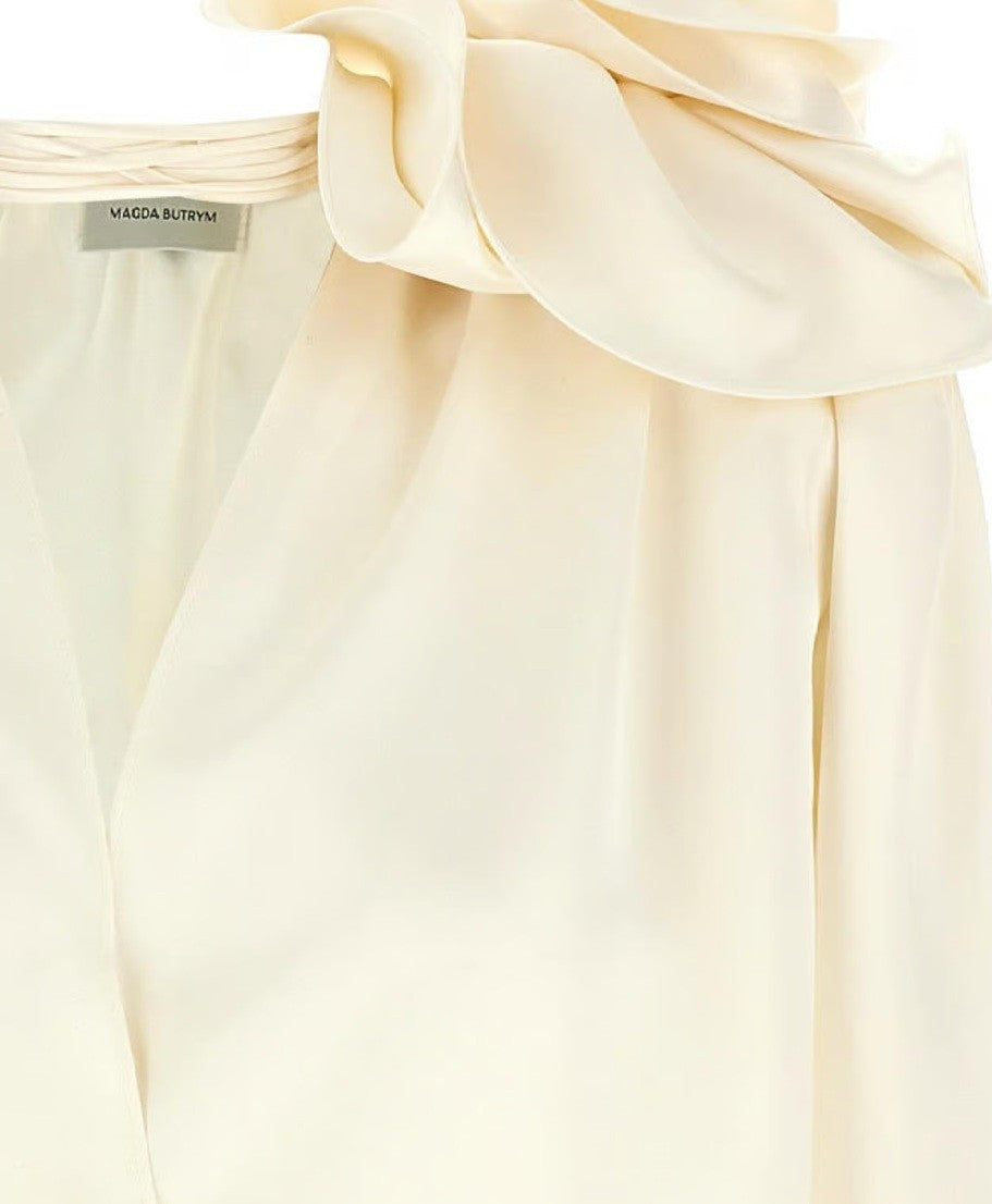 Magda Butrym Flower Applique Blouse With Detachable Shoulder Pads