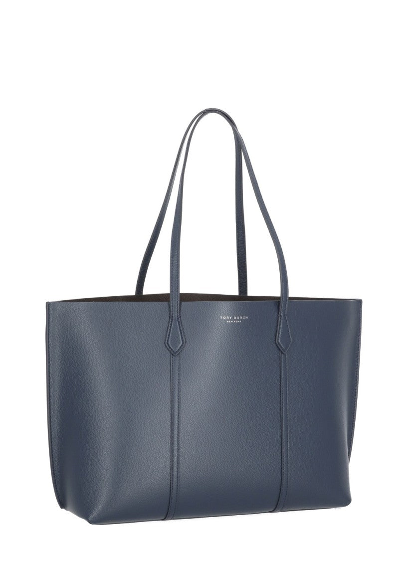 Tory Burch Textured Leather Tote Bag With Contrasting Logo Detail