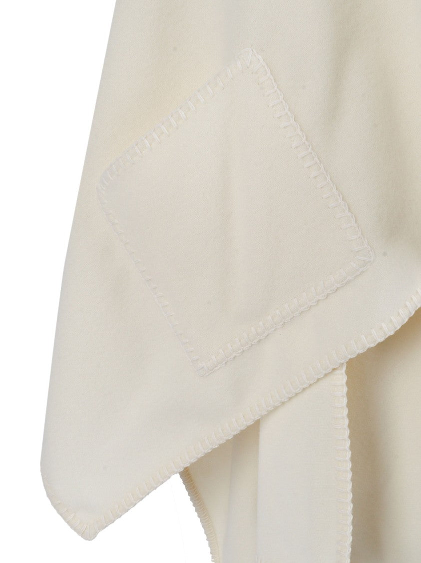 Fabiana Filippi Wool Scarf Cape With Two Piercings Diamond Thread Butter Color