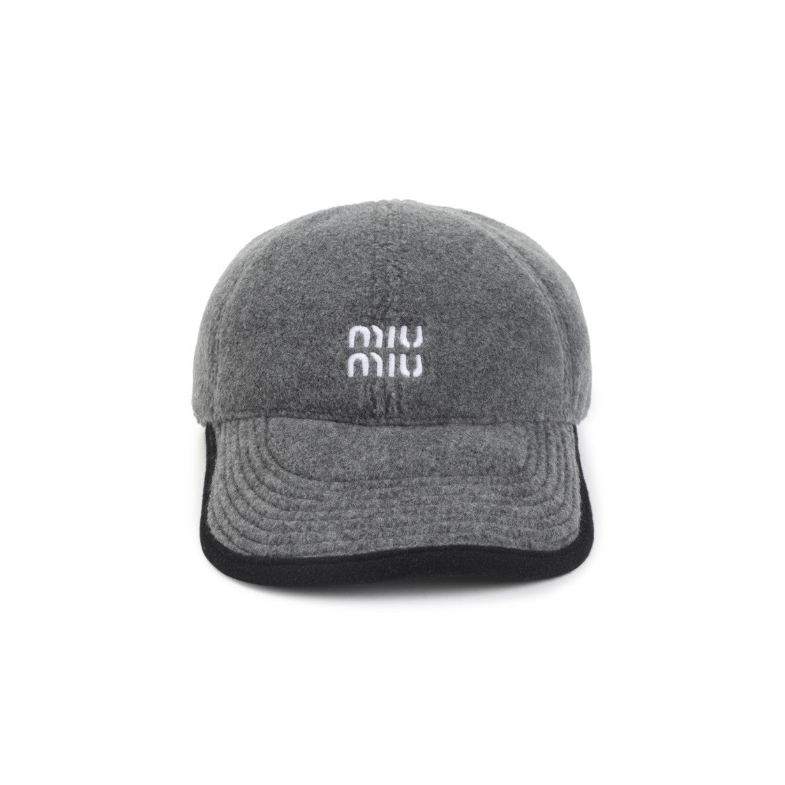 Miu Miu Heathered Grey Cap With Contrast Brim