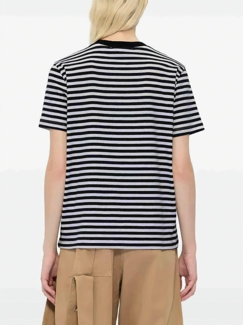 Msgm Horizontal Striped Short-Sleeve T-Shirt With Printed Logo