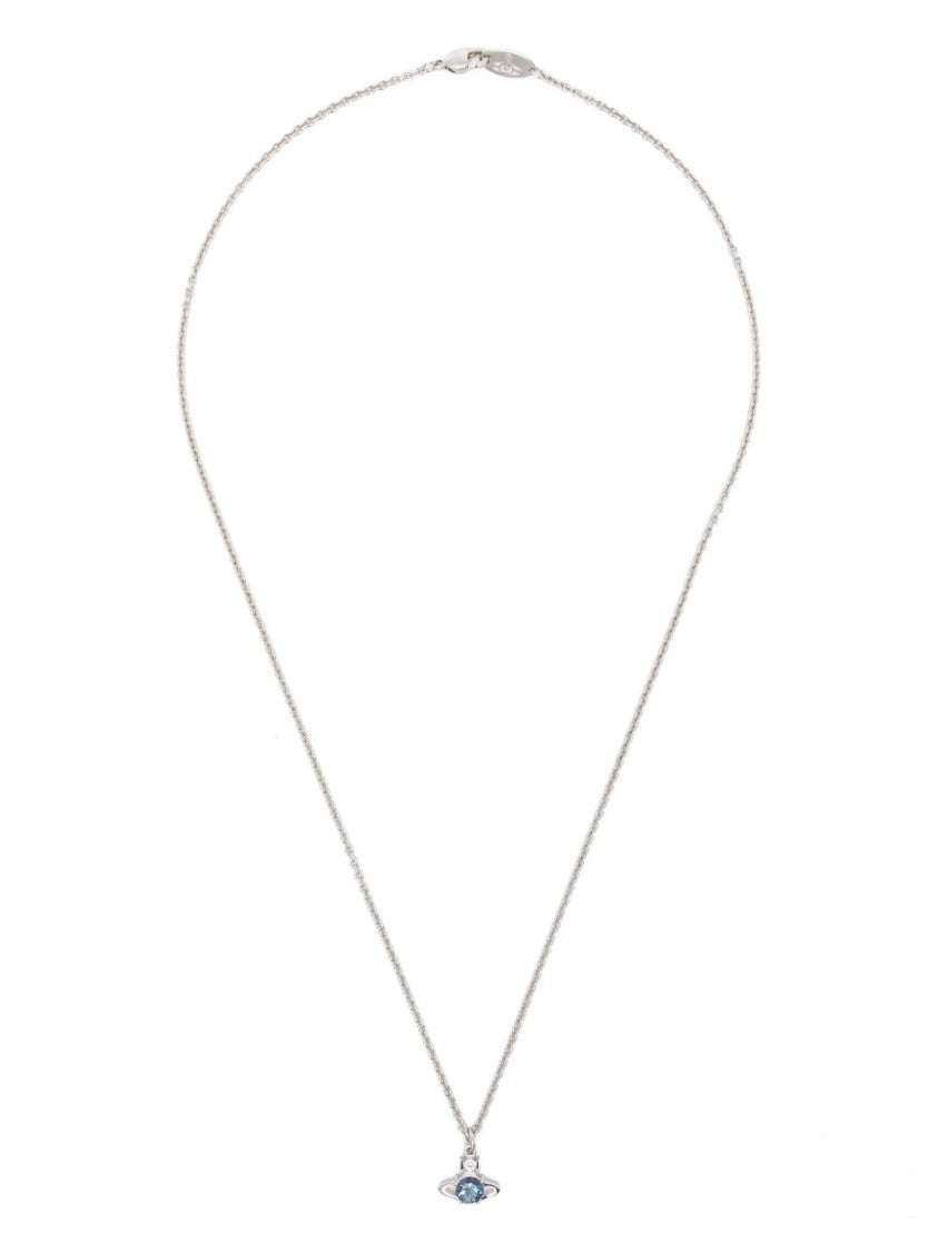 Vivienne Westwood Silver-Tone Blue Gemstone Orb Pendant Necklace