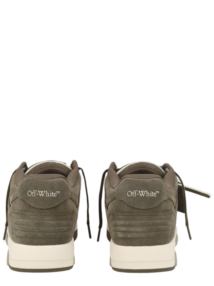 Off-White Military Green Smooth Suede Low-Top Leather Sneakers