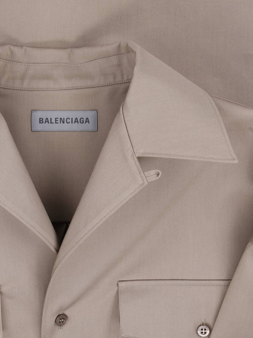 Balenciaga Boxy Cropped Shirt With Flap Chest Pockets