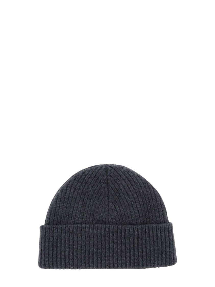 Ami Paris Beige Ami De Coeur Ribbed Wool Beanie