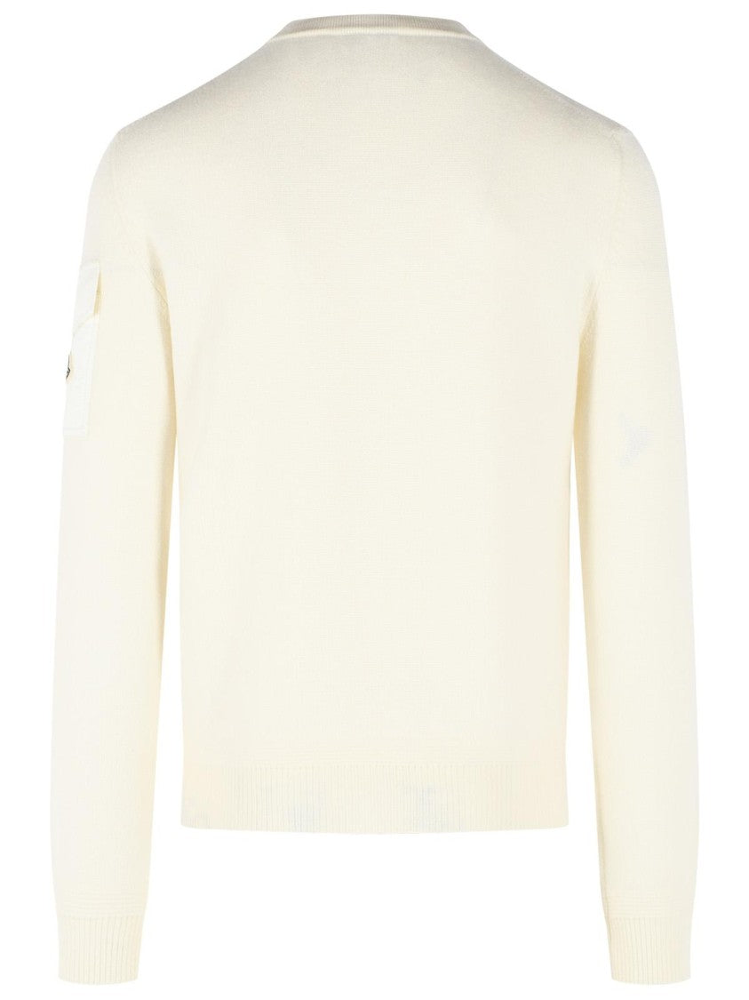 Moncler 'Tricot' Ivory White Virgin Wool Sweatshirt
