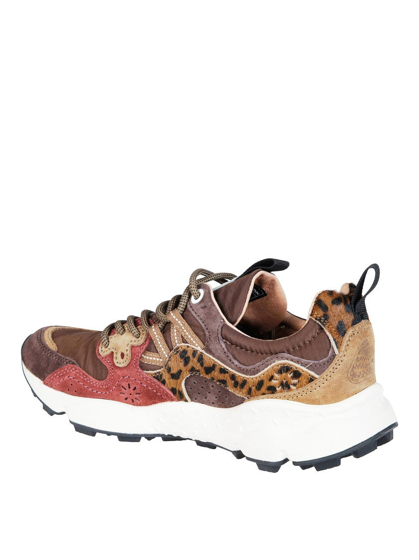 Flower Mountain Yamano 3 Suede-Blend Layered Leopard Accent Sneakers