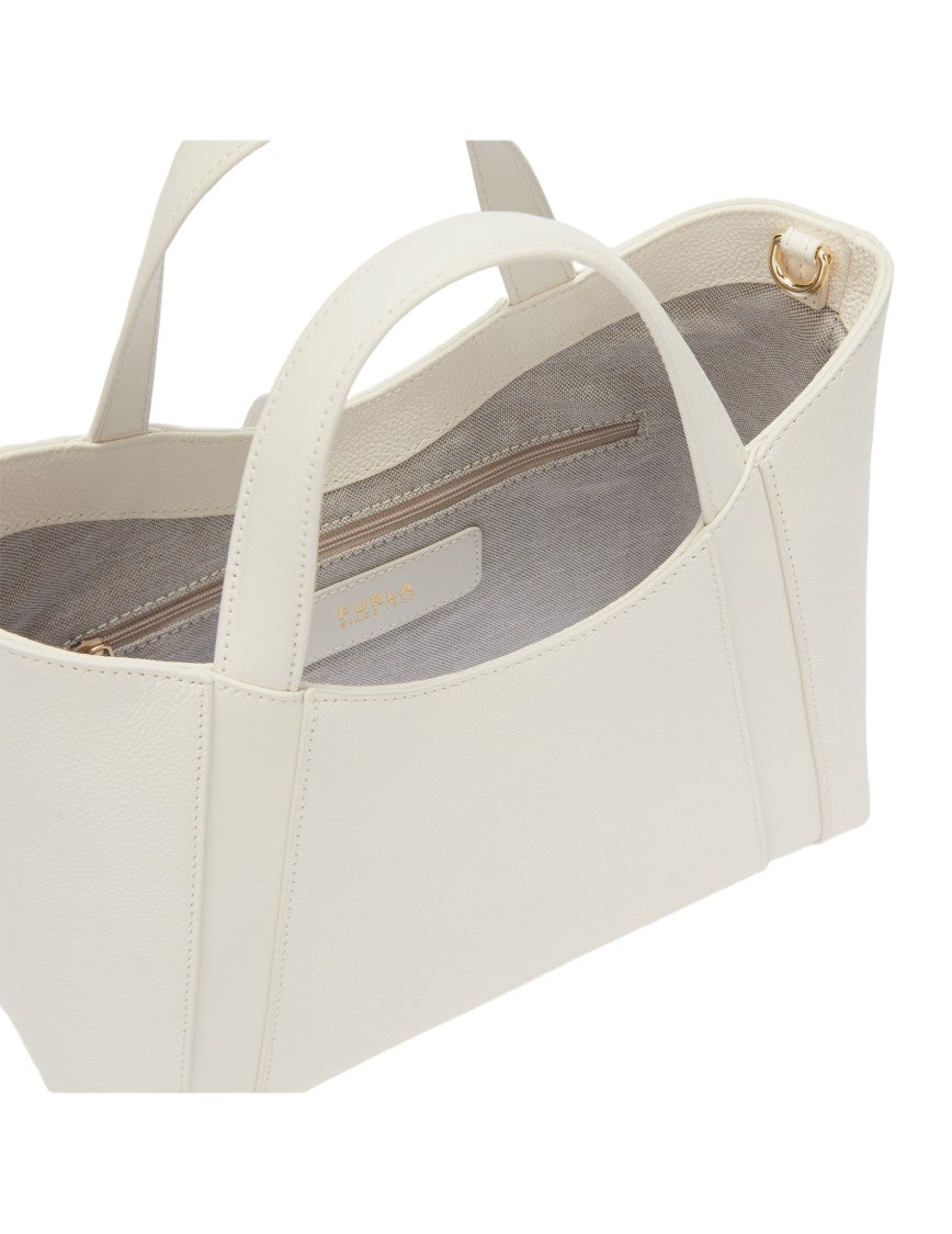 Furla Goccia S Tote Leather Handbag, Cream Color