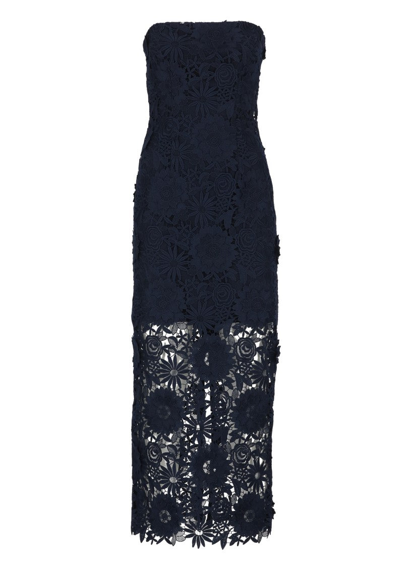 Rotate Black Lace Dress With Intricate Floral Pattern