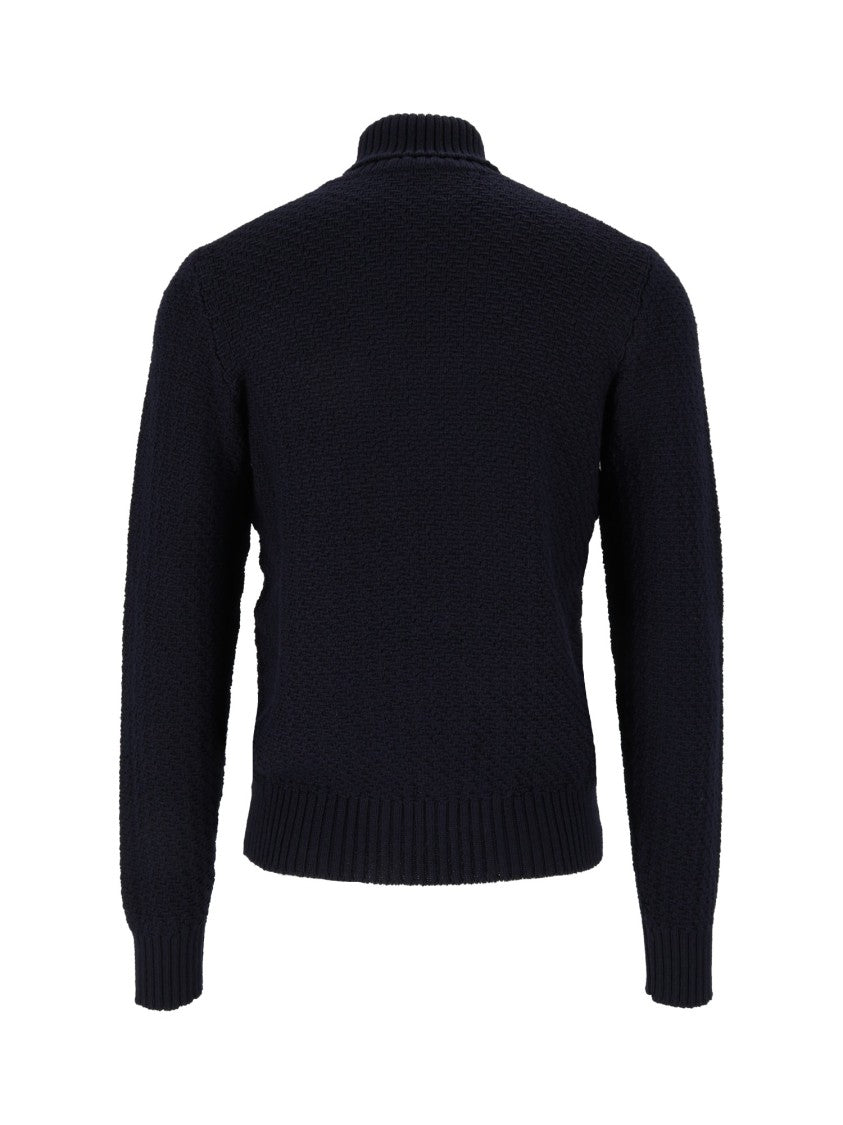 Circolo 1901 Black Ribbed Wool Turtleneck Sweater
