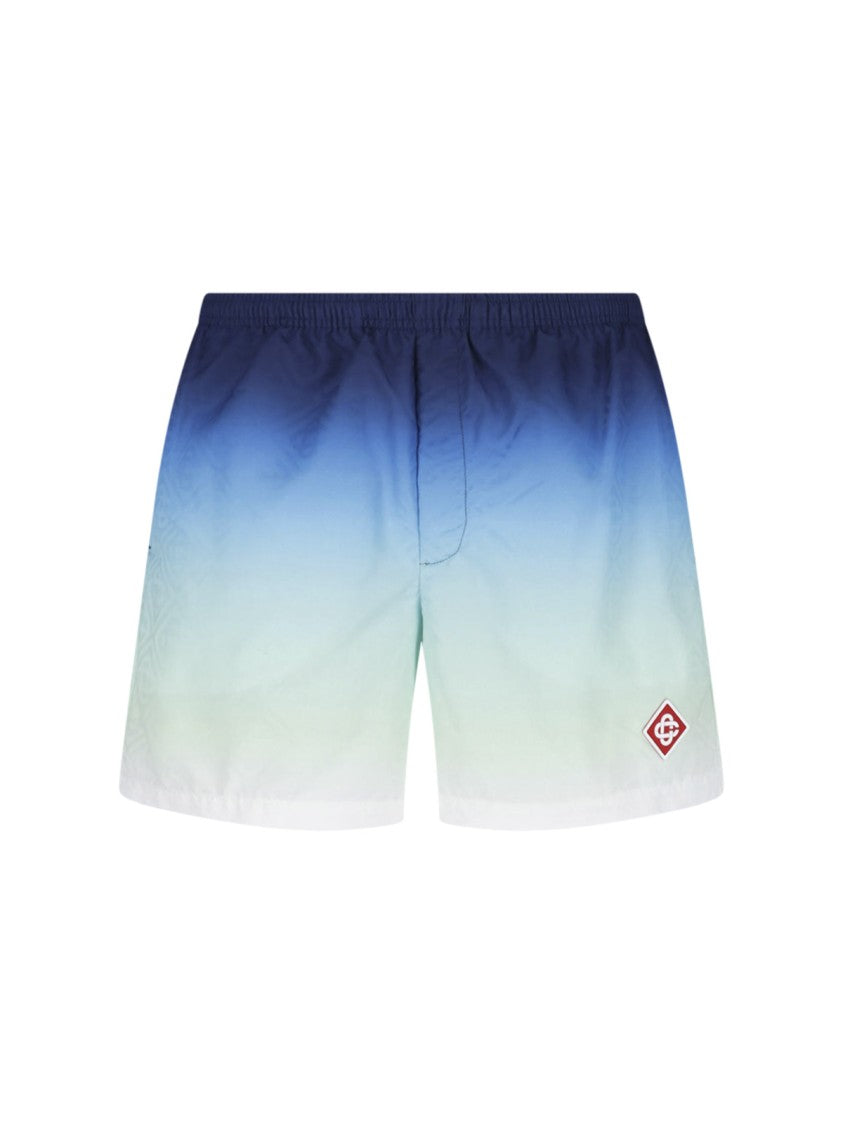 Casablanca Gradient Design Casual Shorts With Elastic Waistband