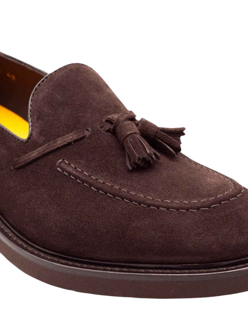 Doucal's Brown Tassel Suede Loafers