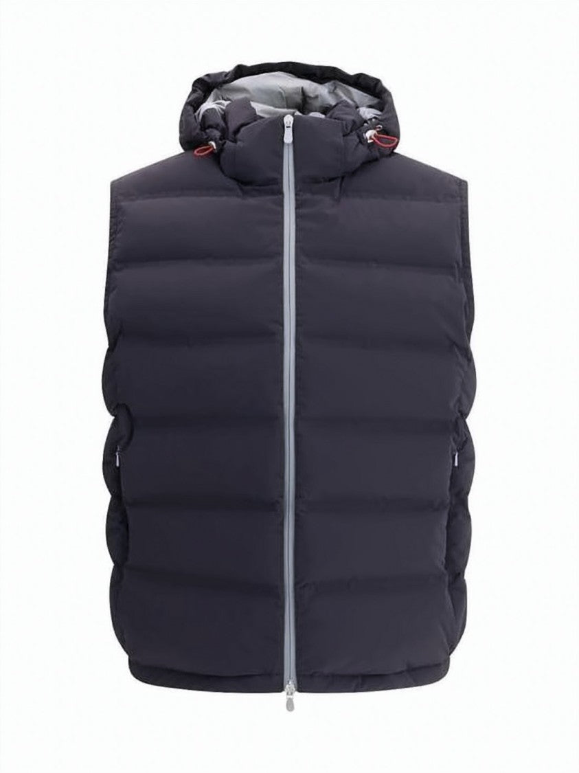 Brunello Cucinelli Quilted Taffeta Down Vest With High Collar And Hood