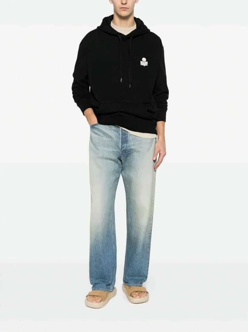 Isabel Marant Relaxed Fit Black Hoodie With Adjustable Drawstring And Contrasting Logo