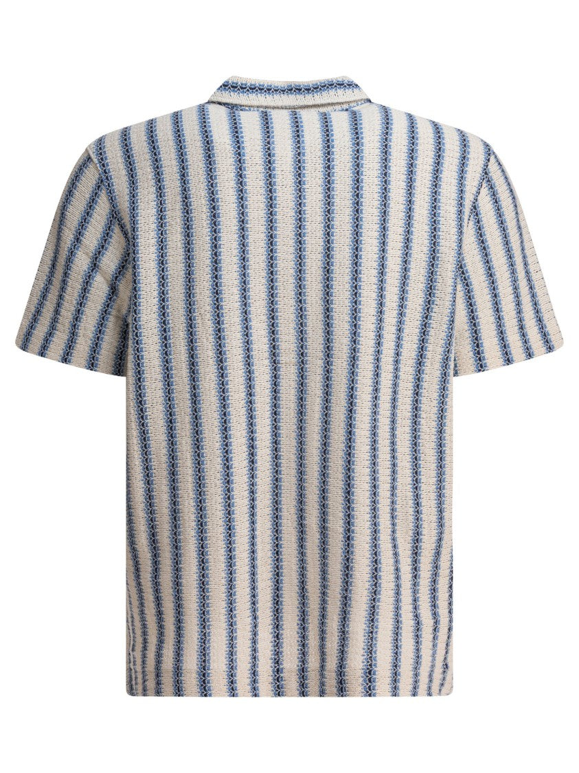 Vince Light Blue Striped Short-Sleeve Shirt