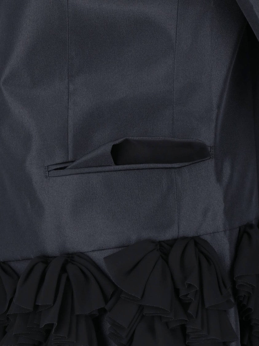 Comme Des Garçons Single-Breasted Black Blazer With Ruffle Detailing