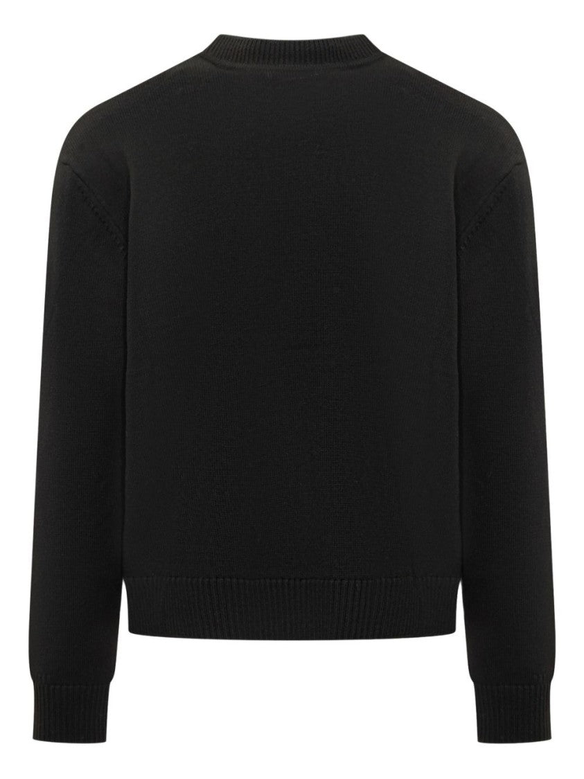 Casablanca Cropped Black Merino Wool Sweater