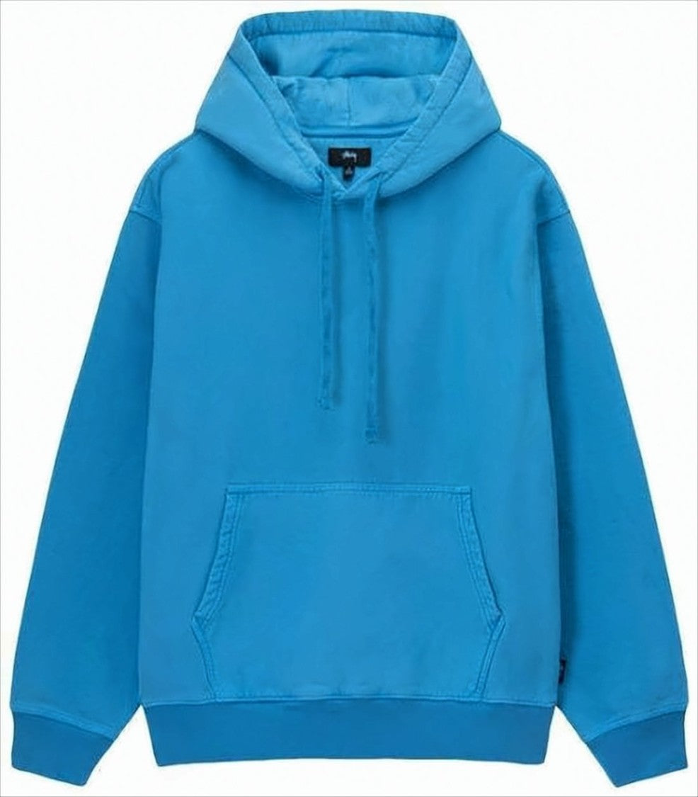 Stussy Classic Pullover Blue Hoodie With Kangaroo Pocket