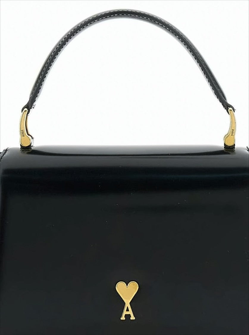 Ami Structured Black Calf Leather Tote Bag