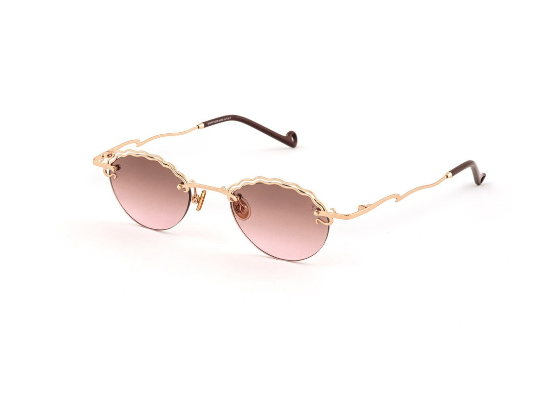 Eyepetizer Gold Rive Scalloped Round Sunglasses