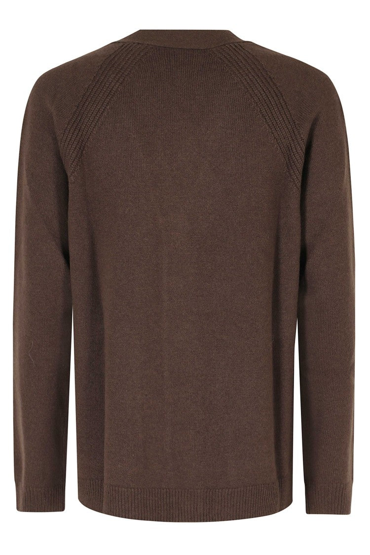 Seventy Brown Loose-Fit V-Neck Wool-Blend Cardigan